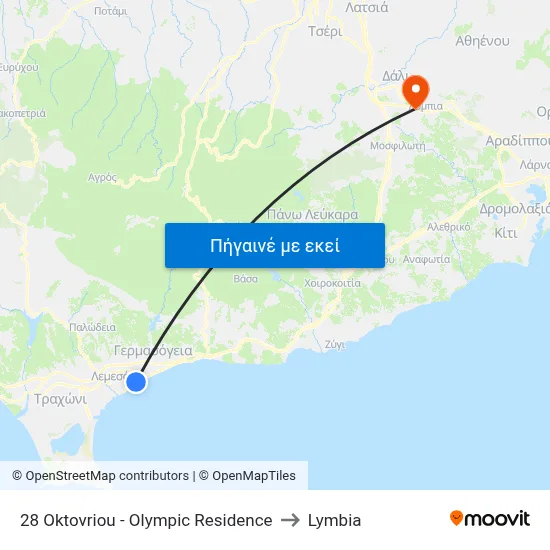28 Oktovriou - Olympic Residence to Lymbia map