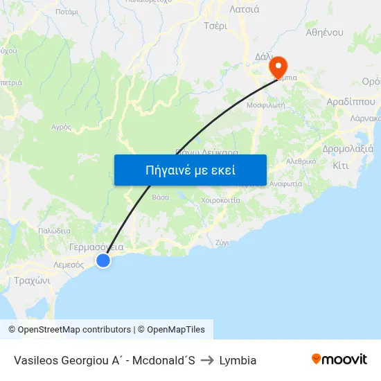 Vasileos Georgiou A´ - Mcdonald´S to Lymbia map
