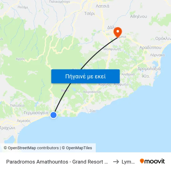 Paradromos Amathountos - Grand Resort Hotel to Lymbia map
