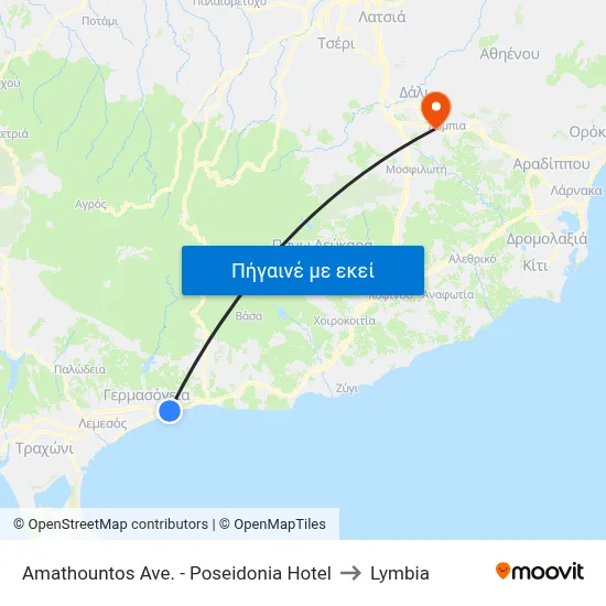 Amathountos Ave. - Poseidonia Hotel to Lymbia map
