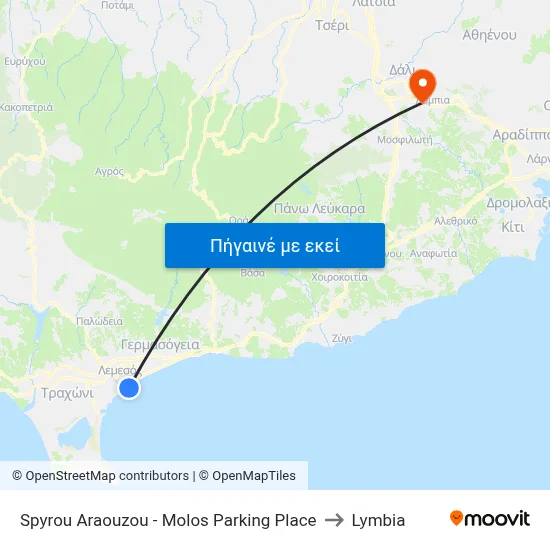Spyrou Araouzou - Molos Parking Place to Lymbia map