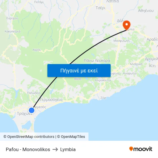 Pafou - Monovolikos to Lymbia map