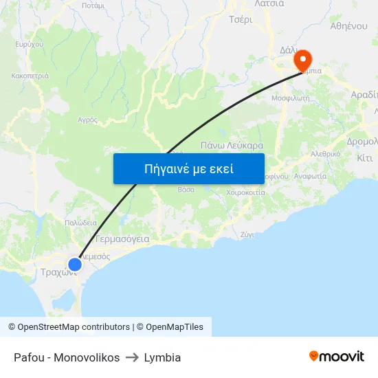 Pafou - Monovolikos to Lymbia map
