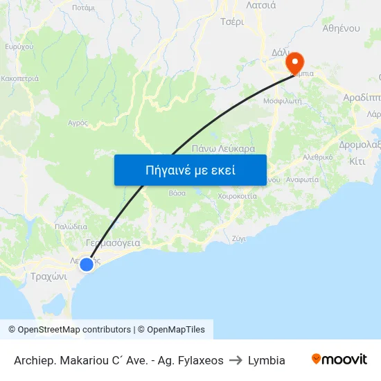 Archiep. Makariou C´ Ave. - Ag. Fylaxeos to Lymbia map