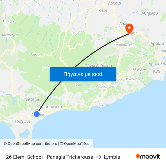 26 Elem. School - Panagia Tricherousa to Lymbia map