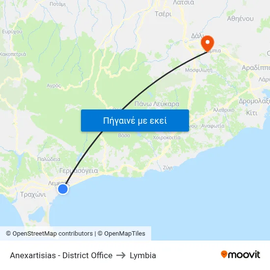 Anexartisias - District Office to Lymbia map