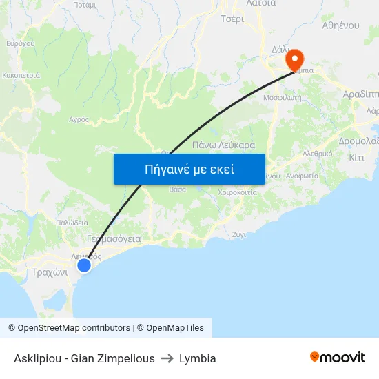 Asklipiou - Gian Zimpelious to Lymbia map