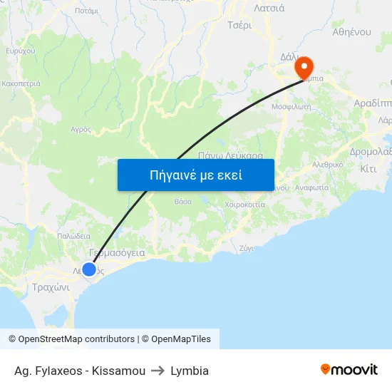 Ag. Fylaxeos - Kissamou to Lymbia map