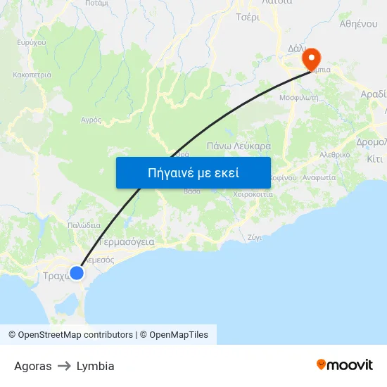 Agoras to Lymbia map