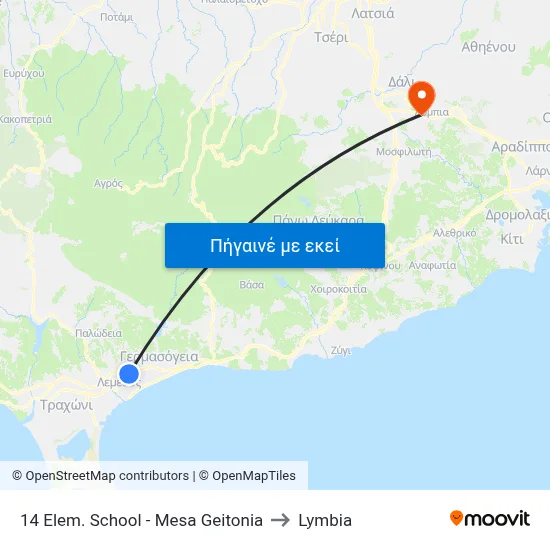 14 Elem. School - Mesa Geitonia to Lymbia map