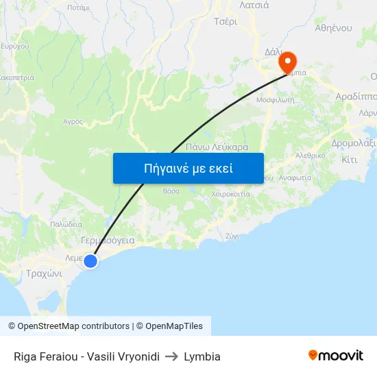 Riga Feraiou - Vasili Vryonidi to Lymbia map