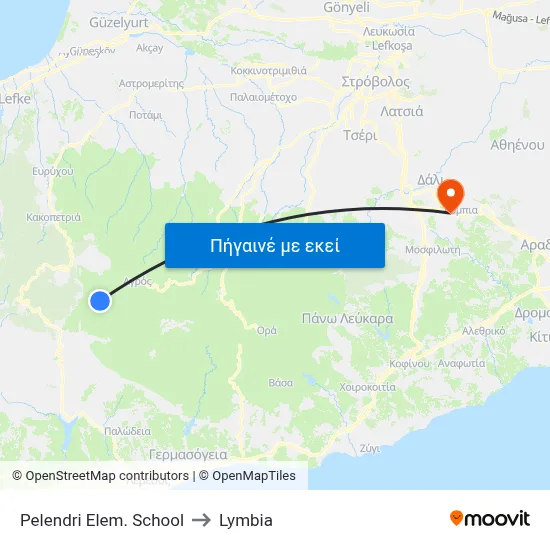 Pelendri Elem. School to Lymbia map