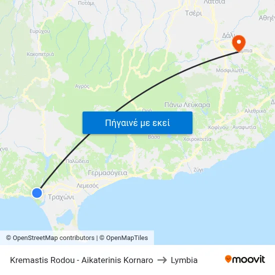 Kremastis Rodou - Aikaterinis Kornaro to Lymbia map