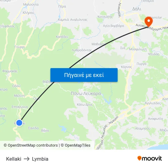 Kellaki to Lymbia map