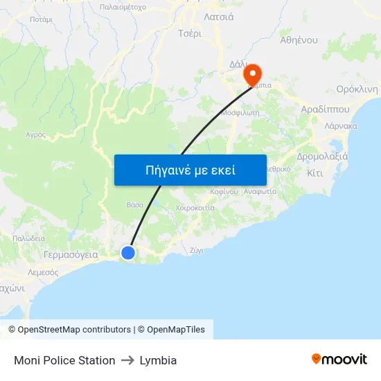 Moni Police Station to Lymbia map
