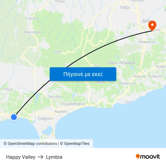 Happy Valley to Lymbia map