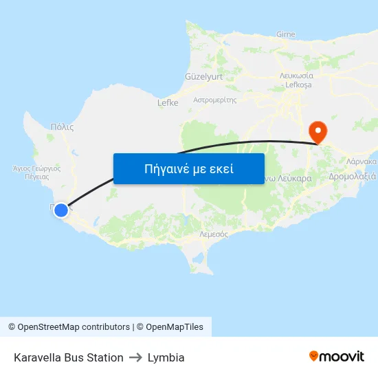 Karavella Bus Station to Lymbia map