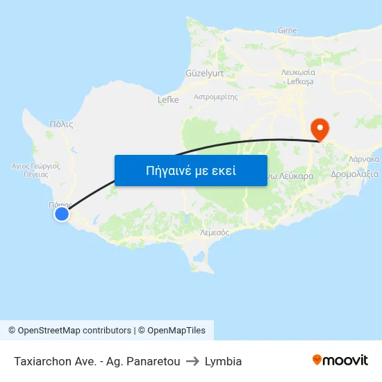 Taxiarchon Ave. - Ag. Panaretou to Lymbia map