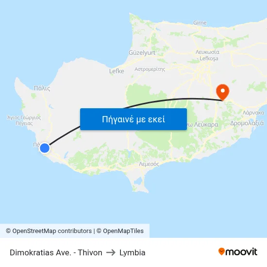 Dimokratias Ave. - Thivon to Lymbia map