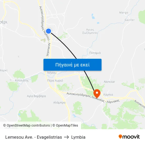 Lemesou Ave. - Evagelistrias to Lymbia map