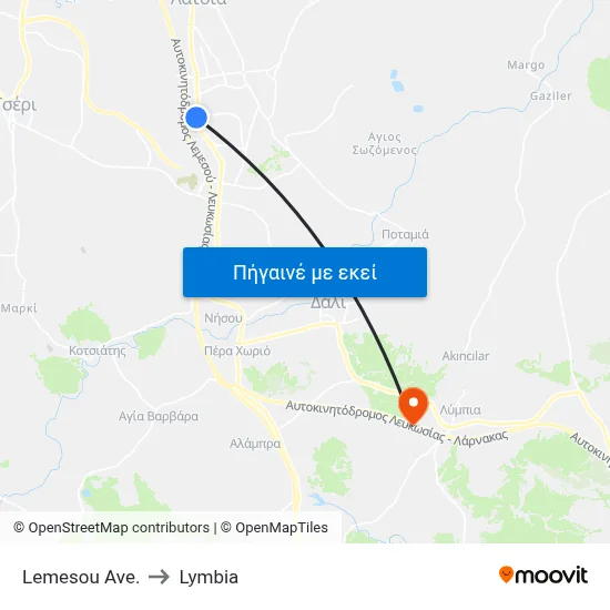 Lemesou Ave. to Lymbia map
