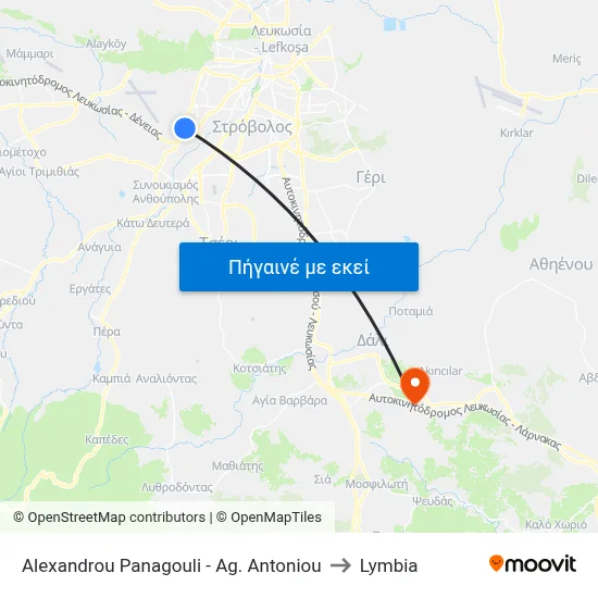 Alexandrou Panagouli - Ag. Antoniou to Lymbia map