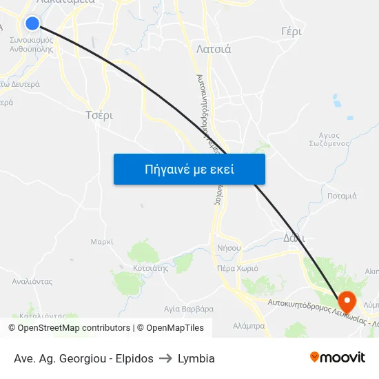 Ave. Ag. Georgiou - Elpidos to Lymbia map