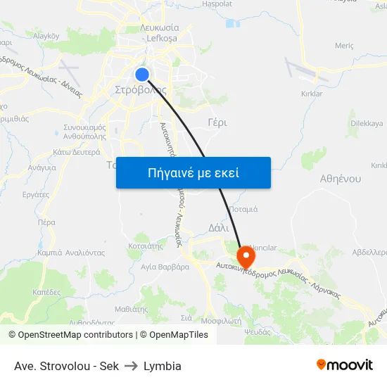 Ave. Strovolou - Sek to Lymbia map