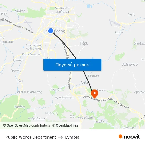 Public Works Department to Lymbia map