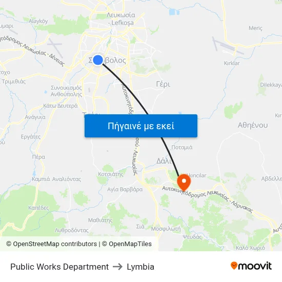 Public Works Department to Lymbia map
