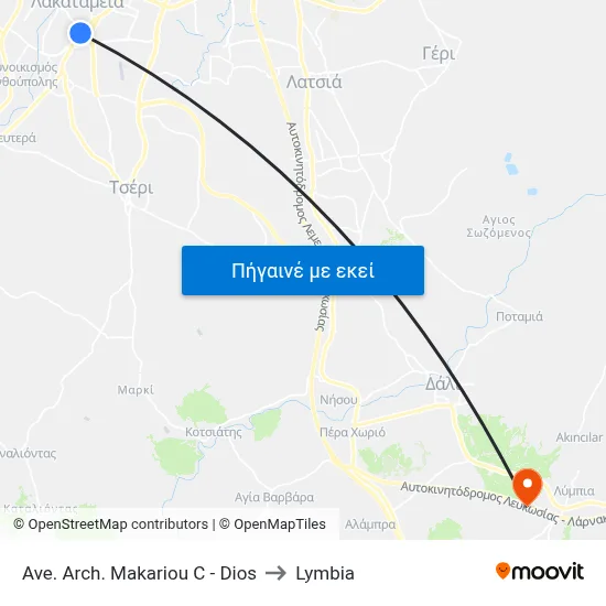 Ave. Arch. Makariou C - Dios to Lymbia map