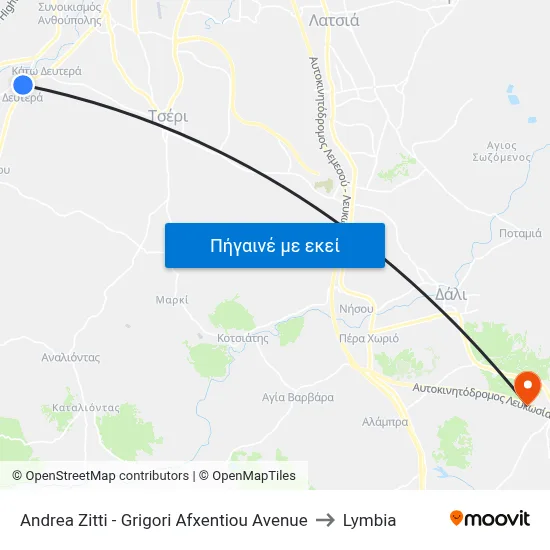 Andrea Zitti - Grigori Afxentiou Avenue to Lymbia map