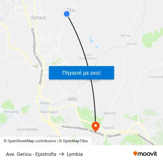 Ave. Geriou - Epistrofis to Lymbia map
