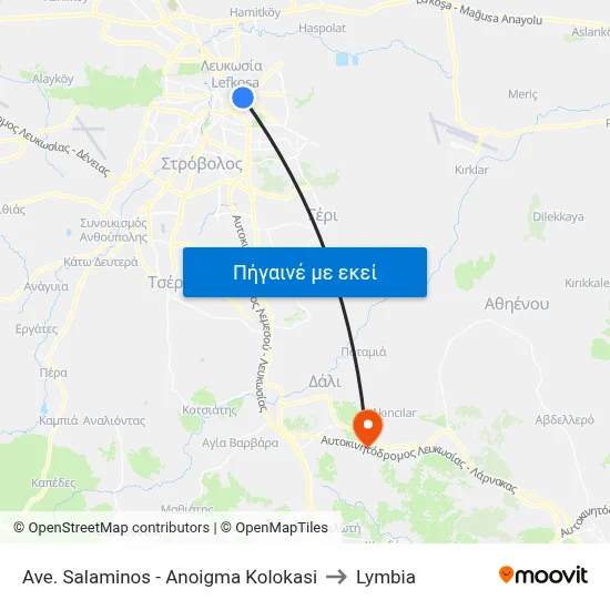 Ave. Salaminos - Anoigma Kolokasi to Lymbia map
