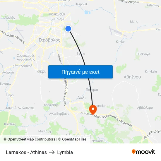 Larnakos - Athinas to Lymbia map