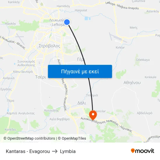 Kantaras - Evagorou to Lymbia map