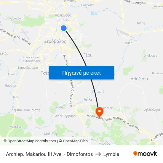 Archiep. Makariou III Ave. - Dimofontos to Lymbia map