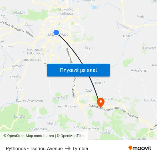 Pythonos - Tseriou Avenue to Lymbia map