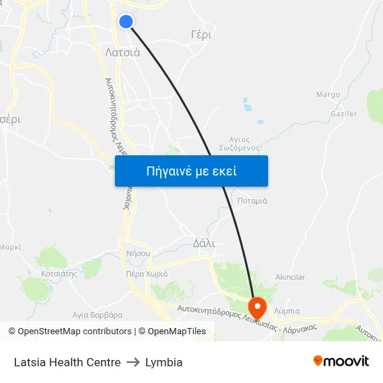 Latsia Health Centre to Lymbia map
