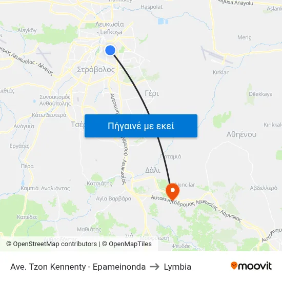 Ave. Tzon Kennenty - Epameinonda to Lymbia map