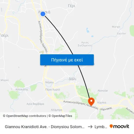 Giannou Kranidioti Ave. - Dionysiou Solomou to Lymbia map
