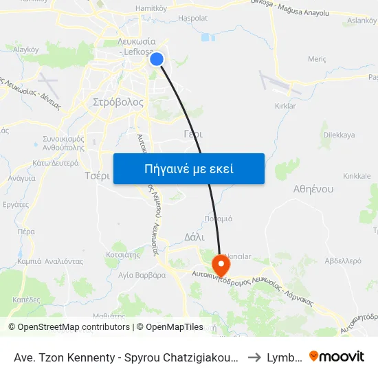 Ave. Tzon Kennenty - Spyrou Chatzigiakoumi to Lymbia map