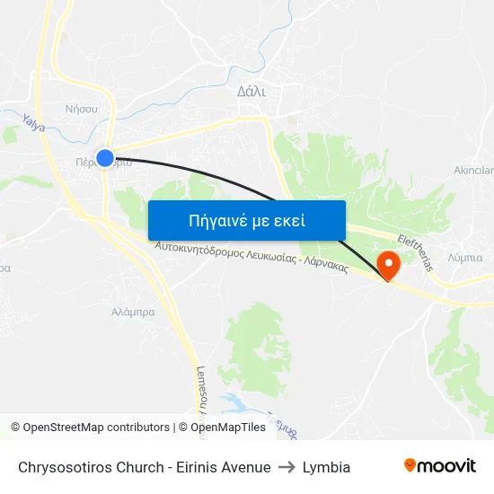 Chrysosotiros Church - Eirinis Avenue to Lymbia map