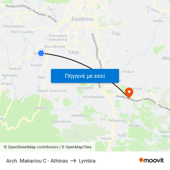Arch. Makariou C - Athinas to Lymbia map
