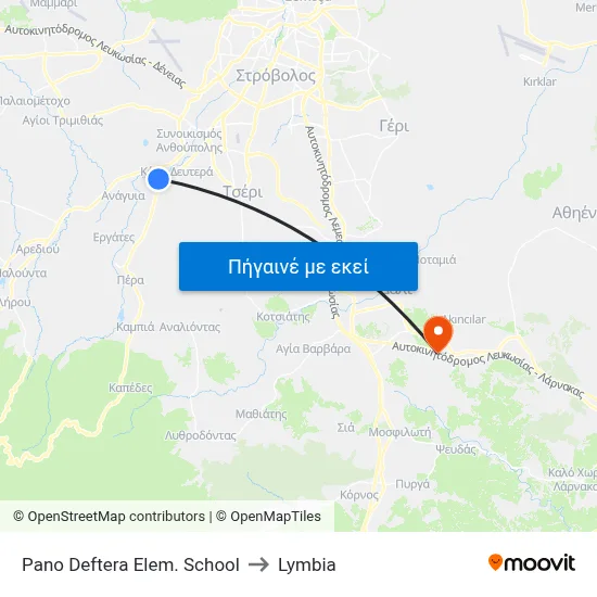 Pano Deftera Elem. School to Lymbia map