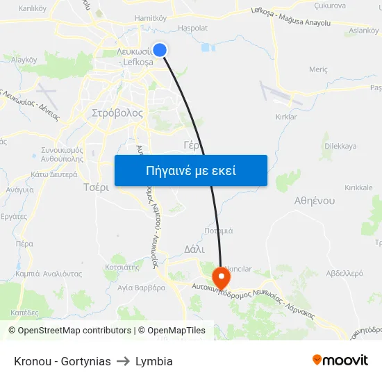 Kronou - Gortynias to Lymbia map