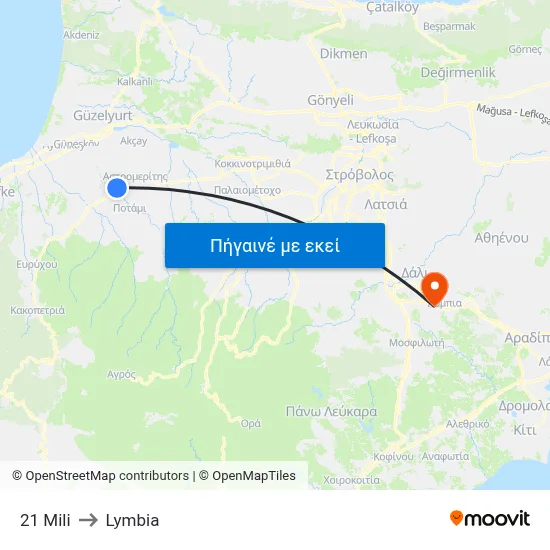 21 Mili to Lymbia map