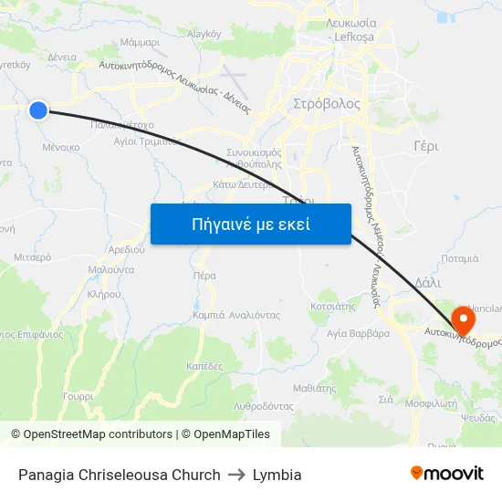Panagia Chriseleousa Church to Lymbia map