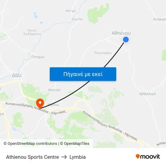 Athienou Sports Centre to Lymbia map