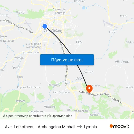 Ave. Lefkotheou - Archangelou Michail to Lymbia map